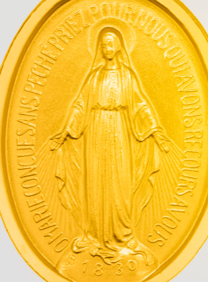 Medalla Milagrosa Dorada en oro fino de 24 quilates - 19 mm (pic 3)