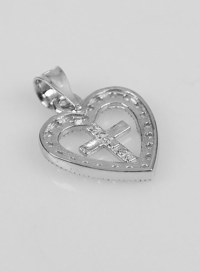 Colgante de cruz de corazón en plata 925 - 16 mm (pic 4)