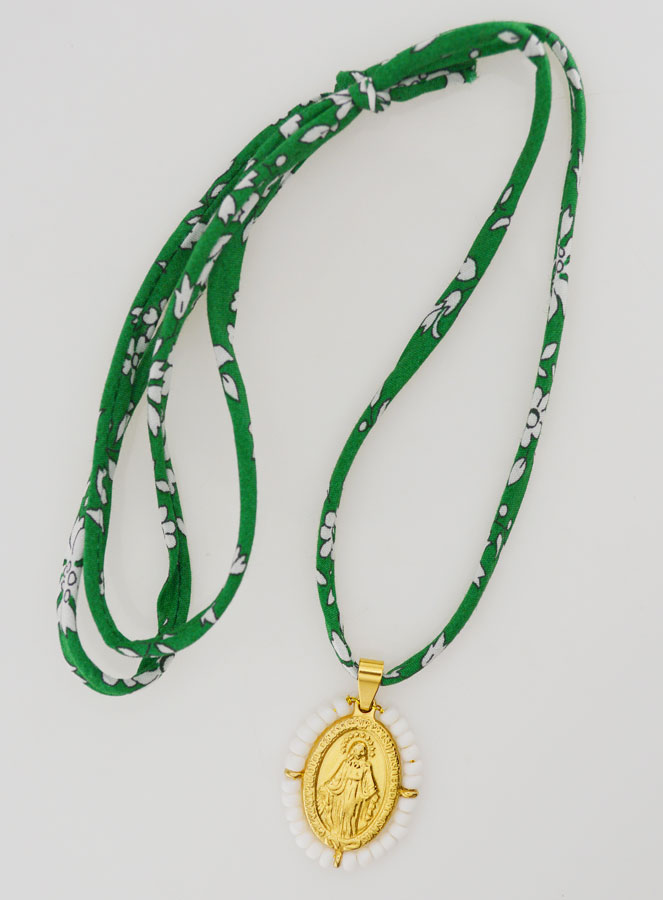 Medalla Milagrosa con Cuentas - Cordón Libertad Verde (pic 2)