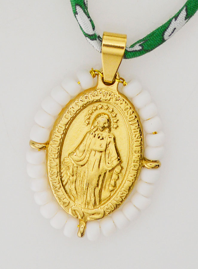 Medalla Milagrosa con Cuentas - Cordón Libertad Verde (pic 4)