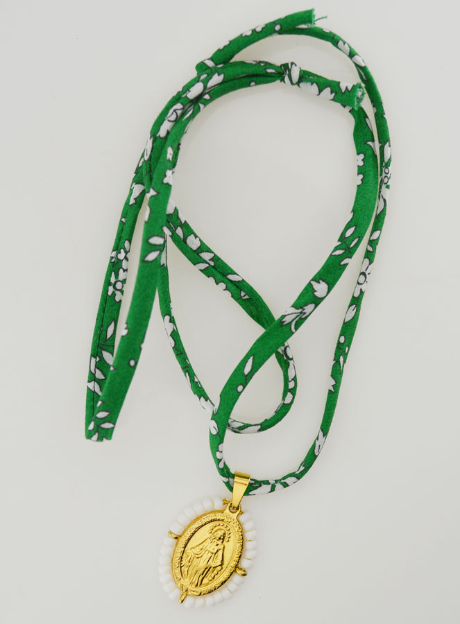 Collar Religioso con Cordón Liberty Verde - Milagrosa Perlada (pic 2)
