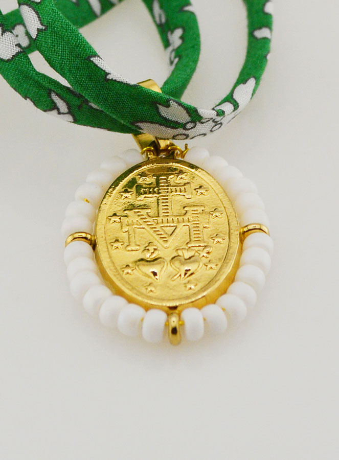 Collar Religioso con Cordón Liberty Verde - Milagrosa Perlada (pic 3)