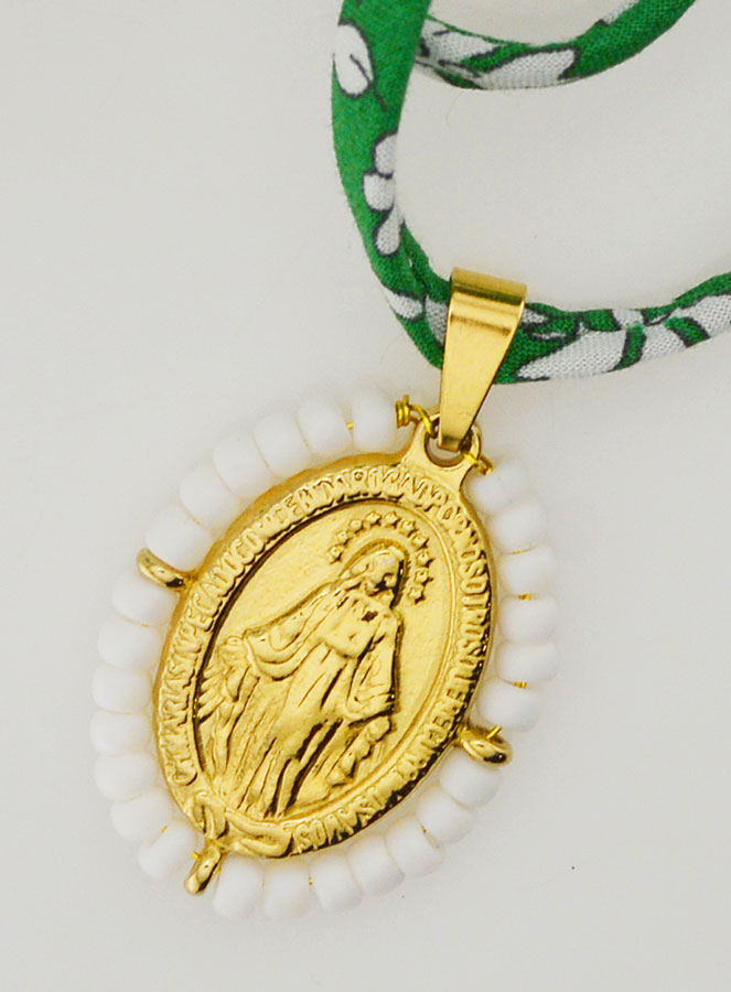 Collar Religioso con Cordón Liberty Verde - Milagrosa Perlada (pic 4)