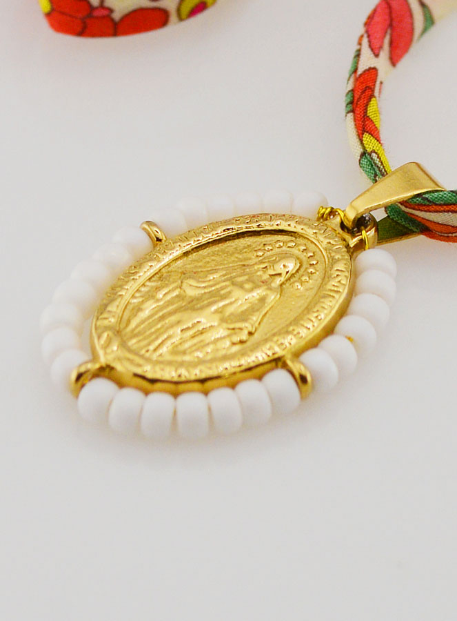 Medalla Milagrosa de cuentas - Cordón Libertad Floral (pic 1)