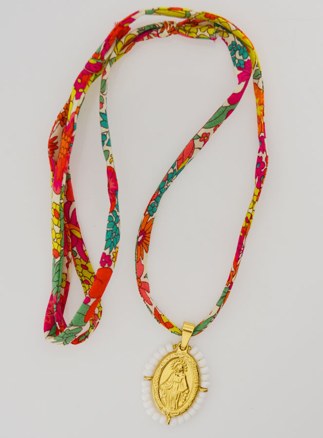 Medalla Milagrosa de cuentas - Cordón Libertad Floral (pic 2)