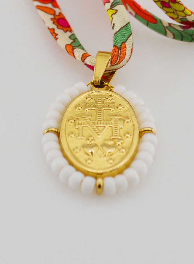 Medalla Milagrosa de cuentas - Cordón Libertad Floral (pic 3)