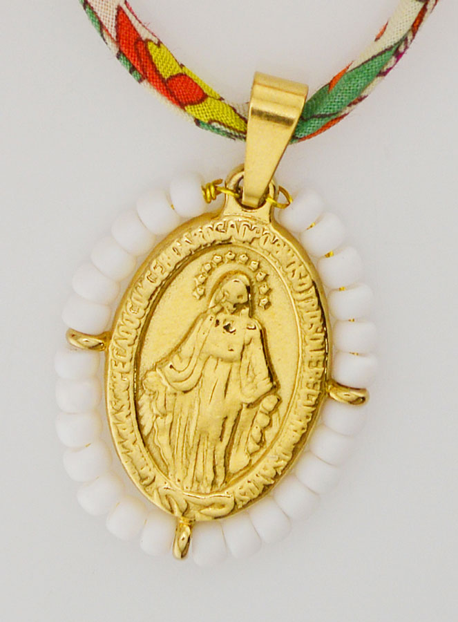 Medalla Milagrosa de cuentas - Cordón Libertad Floral (pic 4)