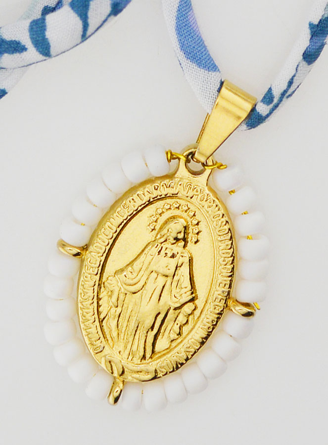 Collar Religioso con Cordón Liberty Azul - Milagrosa Perlada (pic 3)