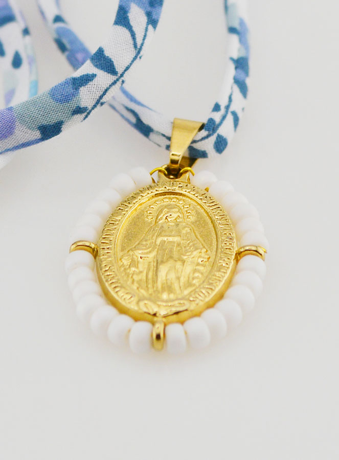 Collar Religioso con Cordón Liberty Azul - Milagrosa Perlada (pic 4)