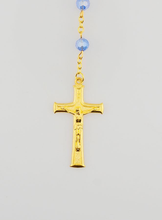 Terço Medalha Milagrosa em Contas Facetadas – Azul (pic 3)