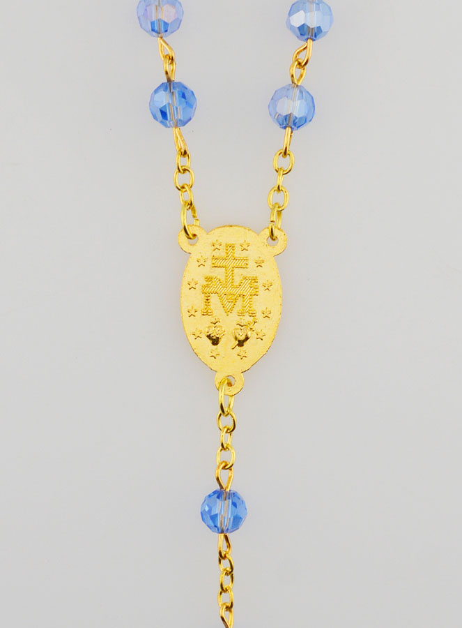 Terço Medalha Milagrosa em Contas Facetadas – Azul (pic 4)