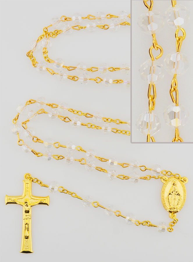 Terço Medalha Milagrosa em Contas Facetadas Incolores (pic 1)