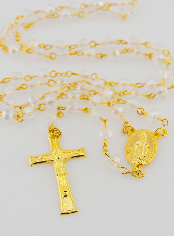 Terço Medalha Milagrosa em Contas Facetadas Incolores (pic 2)