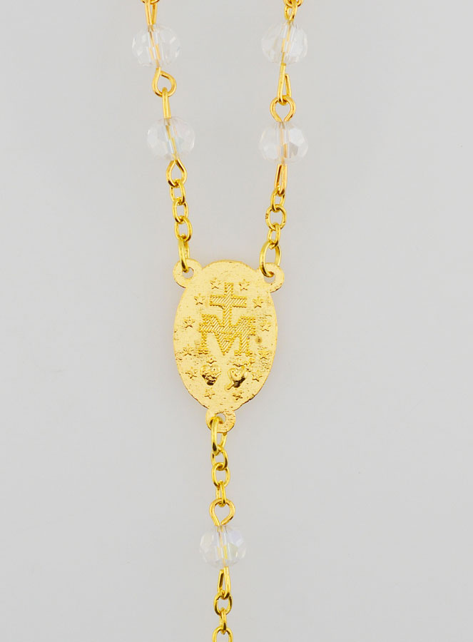 Terço Medalha Milagrosa em Contas Facetadas Incolores (pic 4)