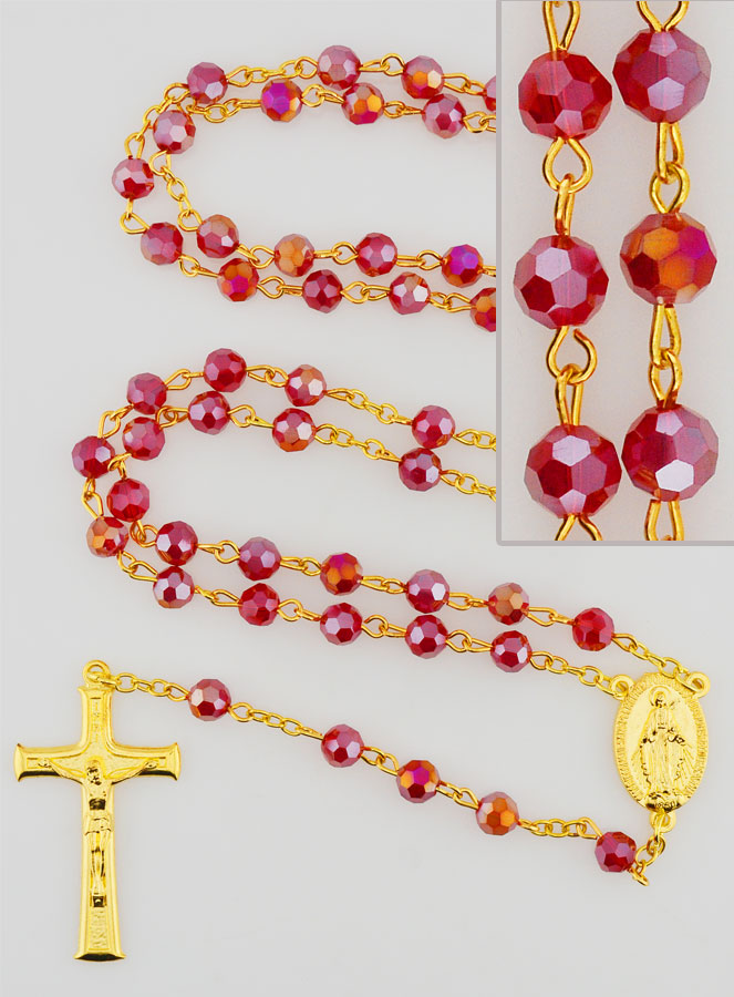 Terço Medalha Milagrosa em Contas Facetadas – Vermelho (pic 1)