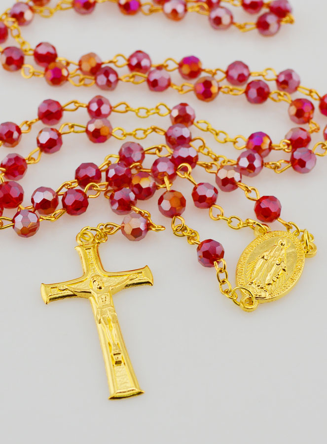 Terço Medalha Milagrosa em Contas Facetadas – Vermelho (pic 2)