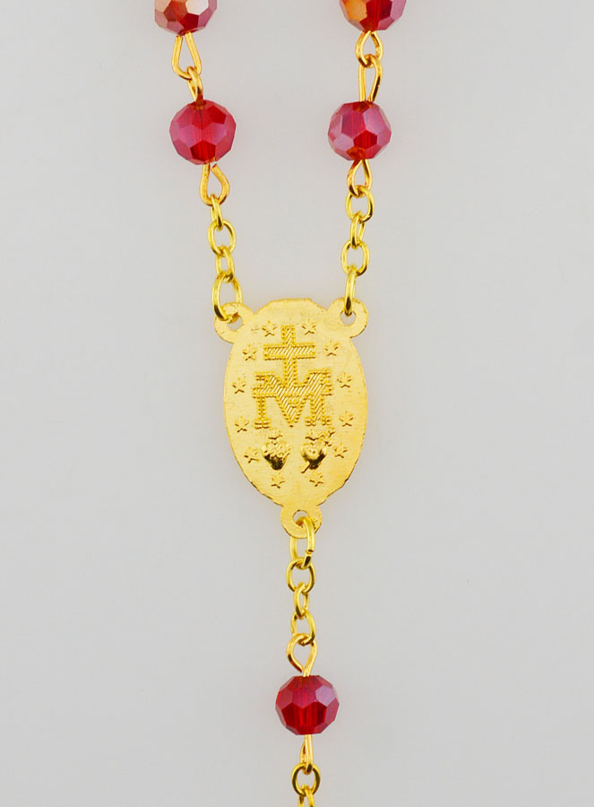Terço Medalha Milagrosa em Contas Facetadas – Vermelho (pic 4)