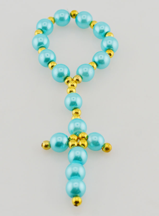 Decenario de cuentas de vidrio nacaradas - Azul (pic 2)