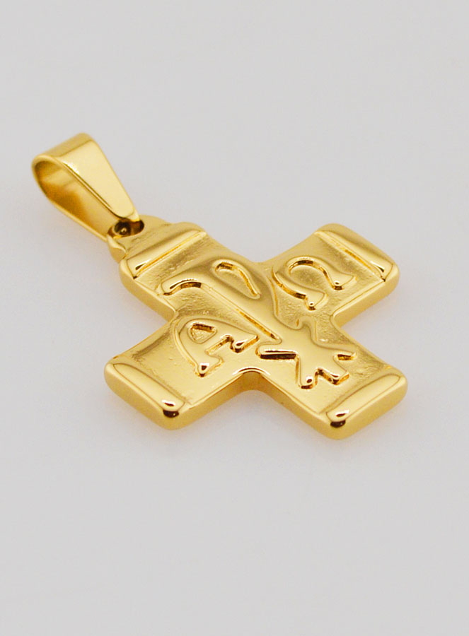 Colgante de Cruz Crismal Dorado - Paz, Alfa y Omega (pic 3)