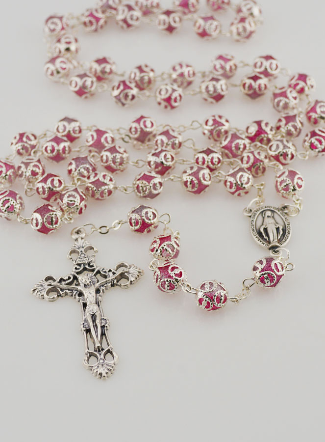 Rosario de Perlas Rosas - Milagrosa y Cruz Barroca (pic 2)