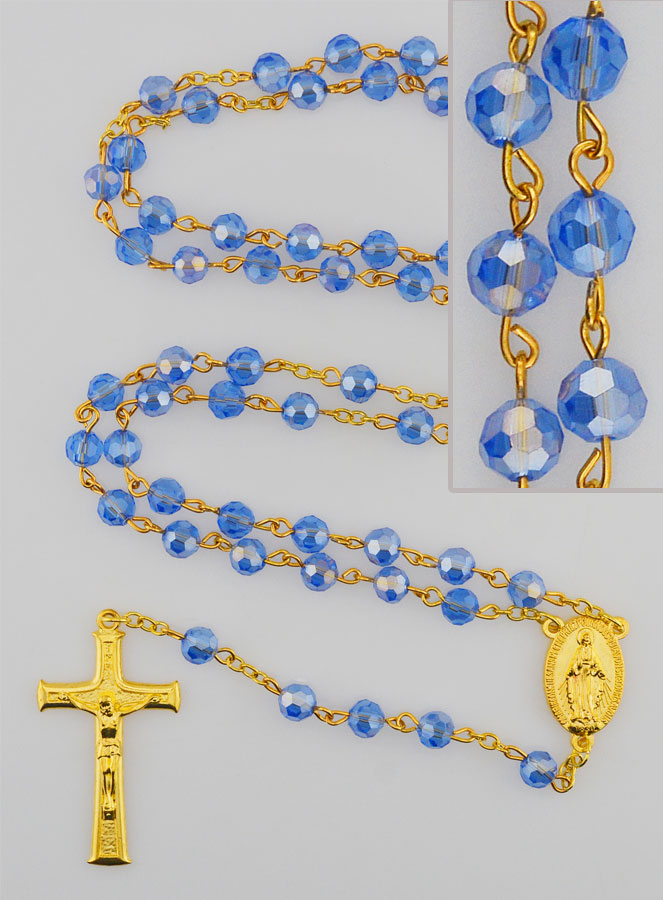 Terço em Cristal Azul & Medalha Milagrosa (pic 1)
