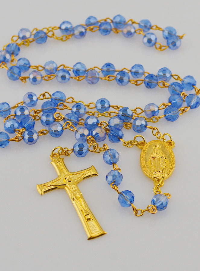 Terço em Cristal Azul & Medalha Milagrosa (pic 2)
