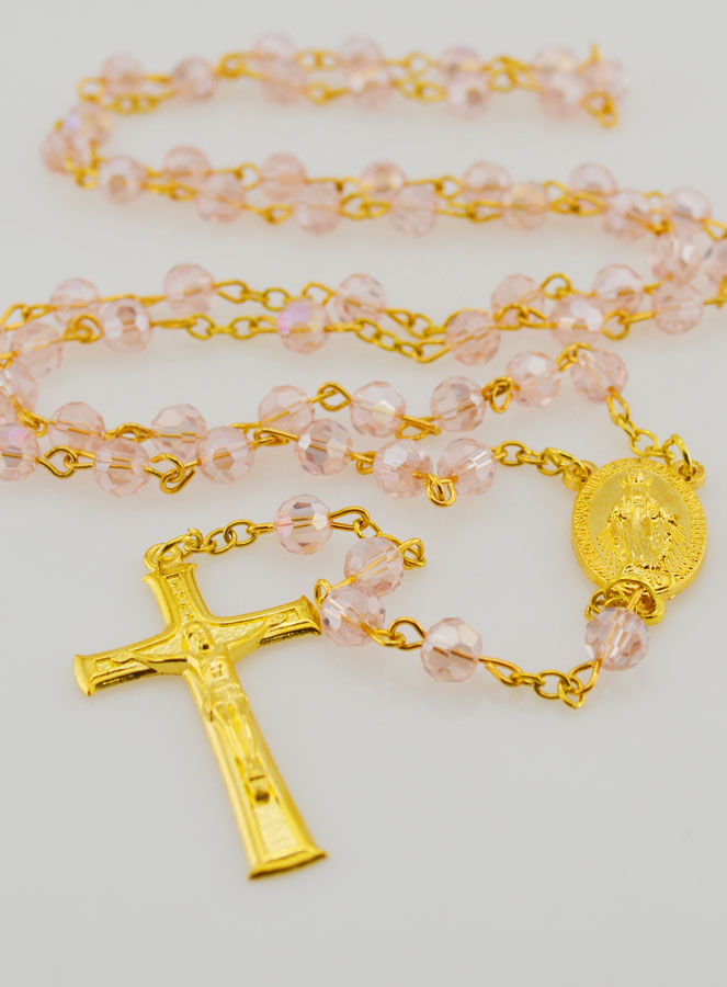 Terço em Cristal Rosa & Medalha Milagrosa (pic 2)