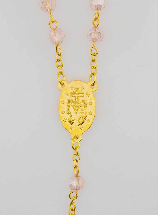 Terço em Cristal Rosa & Medalha Milagrosa (pic 4)