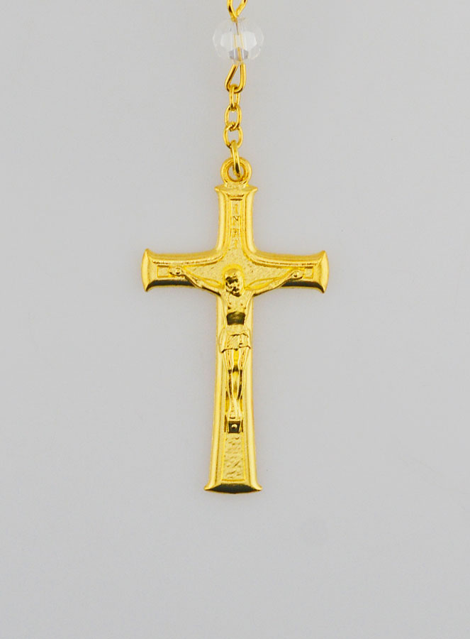 Terço em Cristal Branco & Medalha Milagrosa (pic 3)