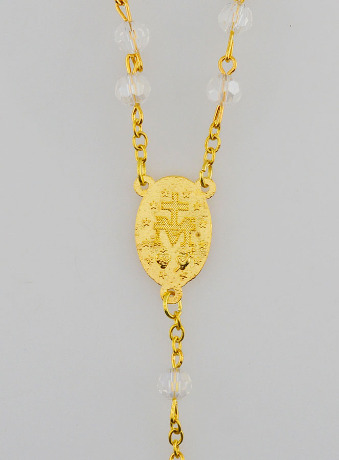 Terço em Cristal Branco & Medalha Milagrosa (pic 4)