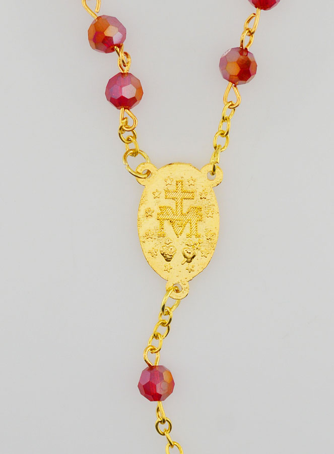 Terço em Cristal Vermelho & Medalha Milagrosa (pic 4)