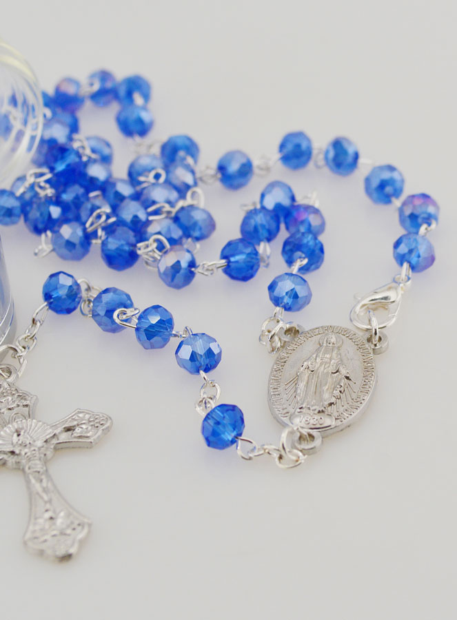 Rosario de Cristal Azul y Medalla Milagrosa (pic 4)