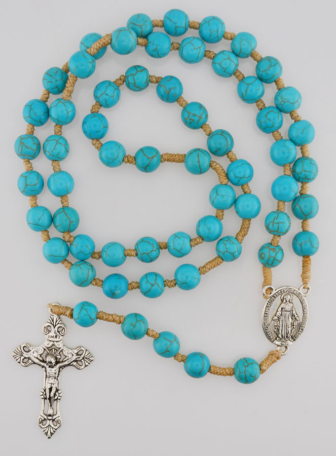 Rosario de Cuentas Turquesas - Medalla Milagrosa (pic 1)