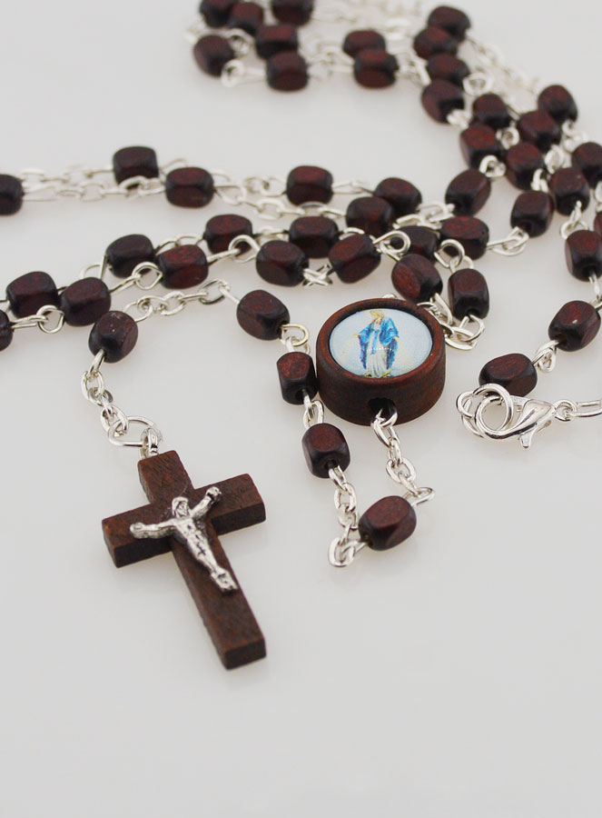 Rosario de la Virgen Milagrosa en Madera Oscura (pic 2)