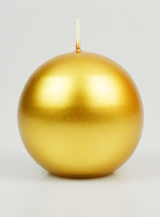 Vela decorativa dorada en forma de bola - 8 cm (pic 1)
