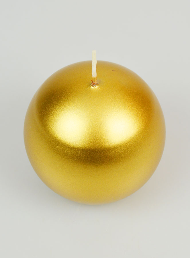 Vela decorativa dorada en forma de bola - 8 cm (pic 2)