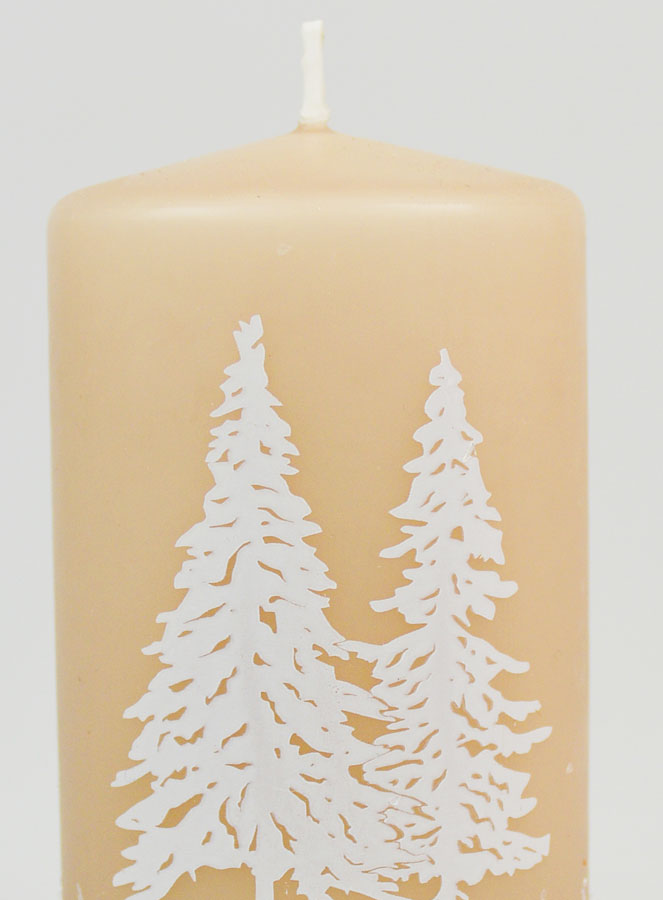 Vela navideña con pinos nevados - Capuchino (pic 3)