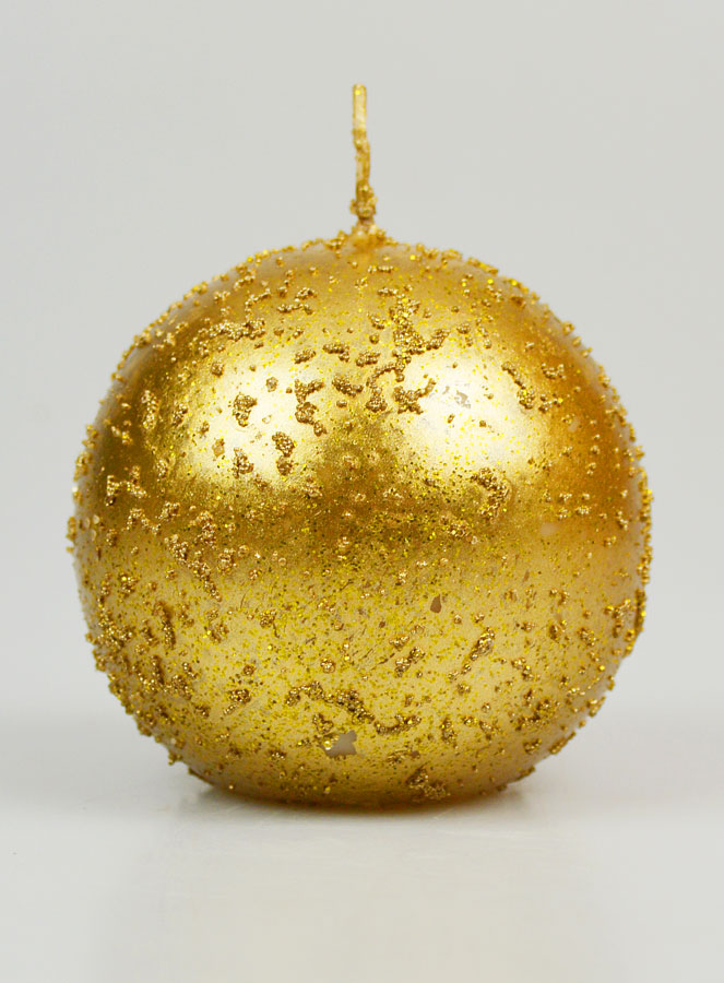 Vela navideña esférica brillante de 8 cm - Oro antiguo (pic 1)