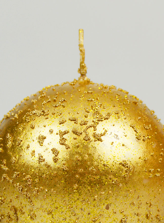 Vela navideña esférica brillante de 8 cm - Oro antiguo (pic 3)