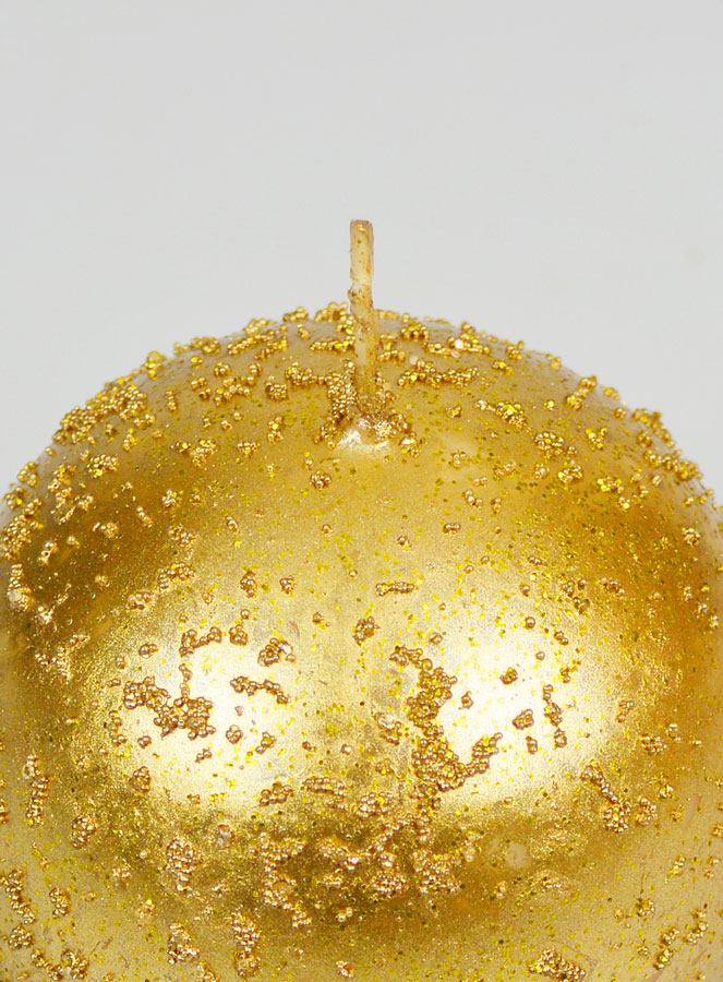 Vela navideña esférica brillante de 8 cm - Oro antiguo (pic 4)
