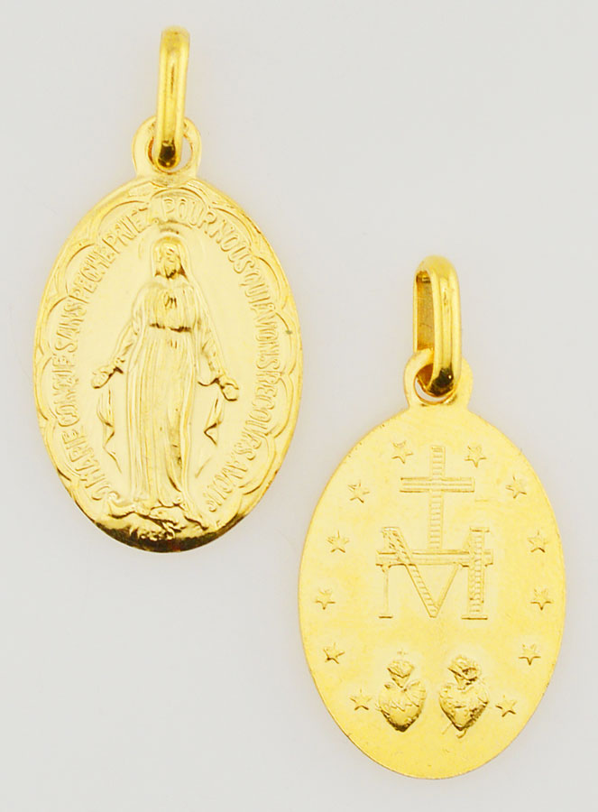 Medalla Milagrosa, chapada en oro con borde festoneado - 20 mm (pic 1)