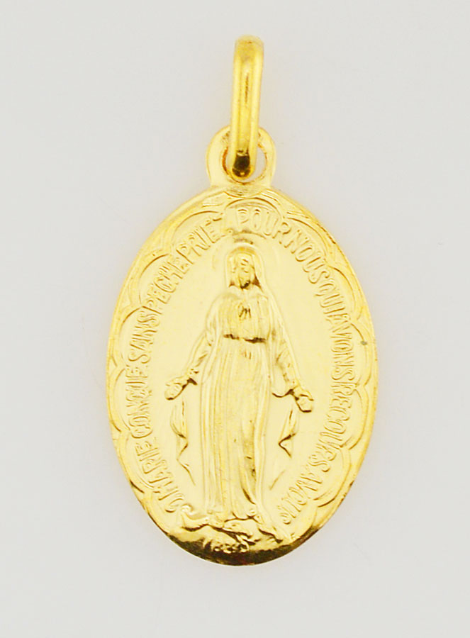 Medalla Milagrosa, chapada en oro con borde festoneado - 20 mm (pic 3)