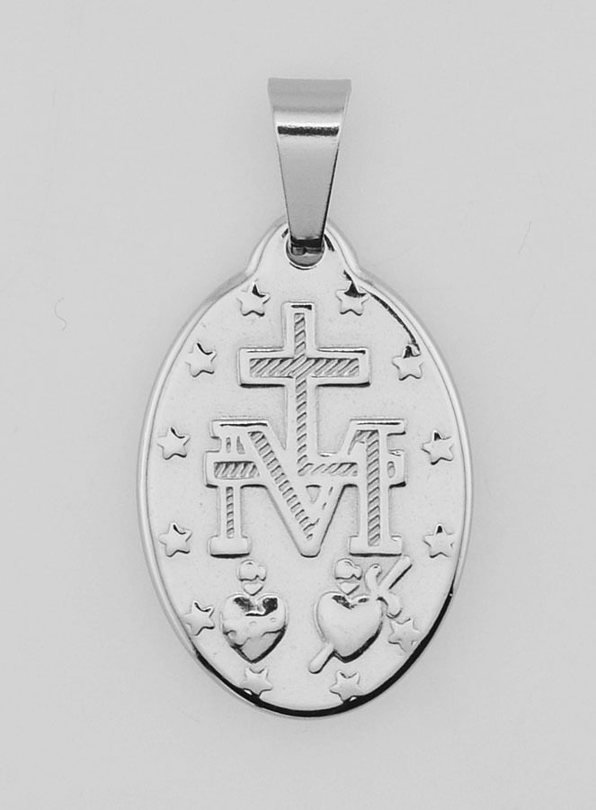 Medalla Milagrosa de Acero Inoxidable de 22 mm - Oración en francés (pic 4)