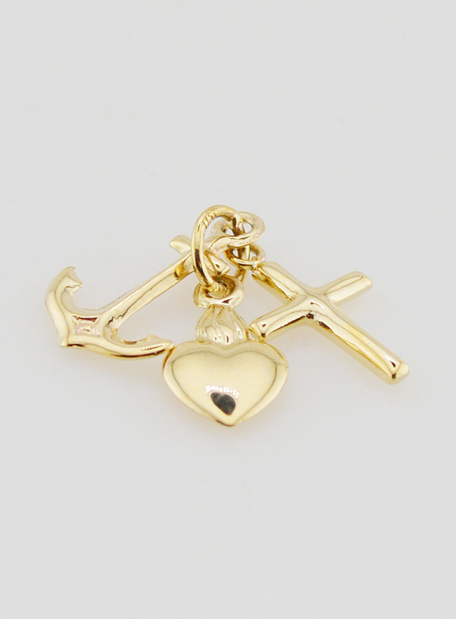 Colgante de oro con ancla, corazón y cruz de 15 mm (pic 2)