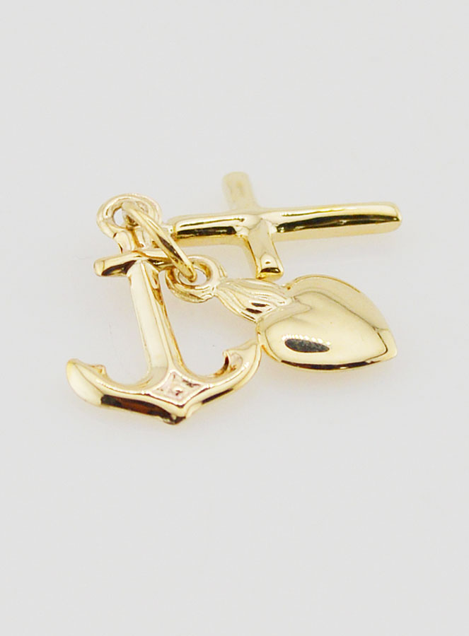 Colgante de oro con ancla, corazón y cruz de 15 mm (pic 3)
