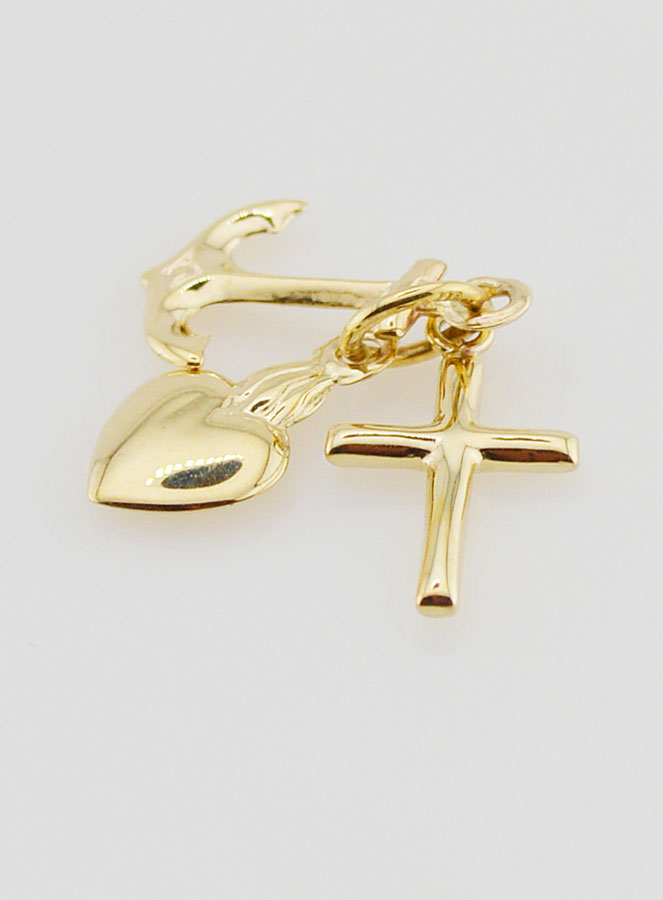 Colgante de oro con ancla, corazón y cruz de 15 mm (pic 4)
