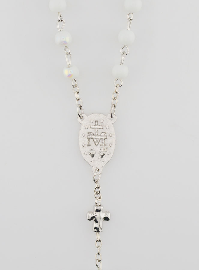 Rosario de la Medalla Milagrosa con Cuentas Cromadas - Blanco (pic 4)
