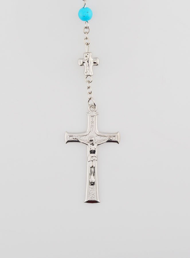 Rosario de la Medalla Milagrosa con Cuentas Cromadas - Turquesa (pic 3)
