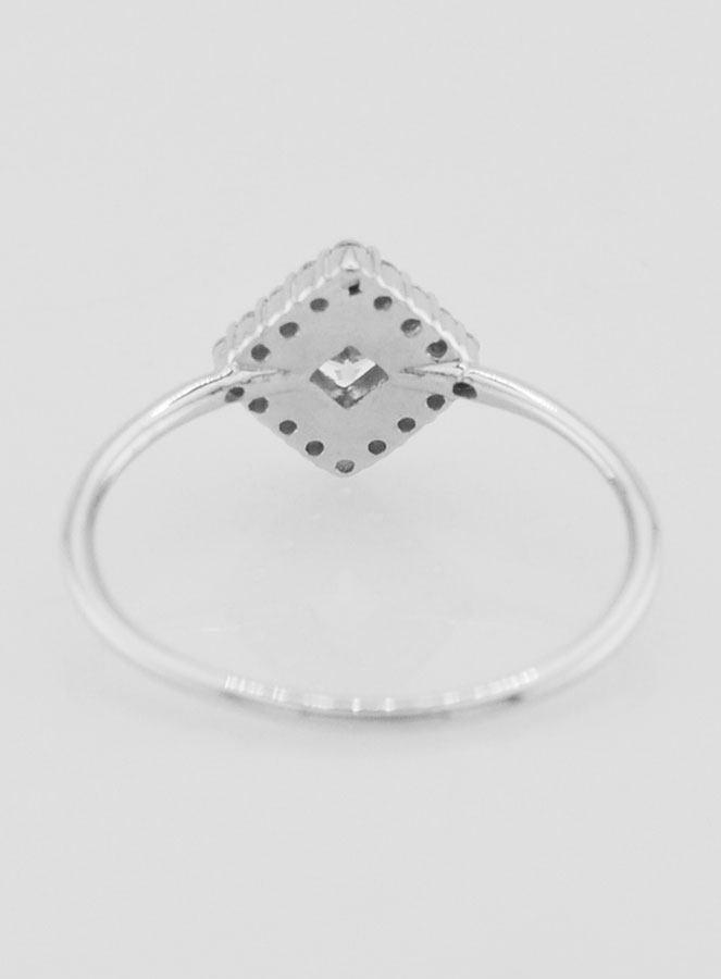 Anillo solitario de plata rodiada y circonitas - Talla 56 (pic 4)