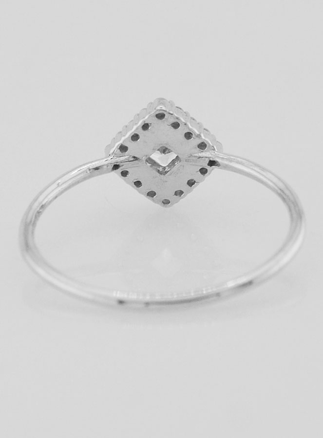 Anillo solitario de plata rodiada y circonita - Talla 60 (pic 4)